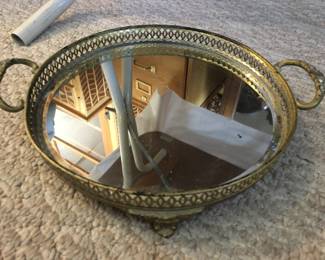 Antique footed vanity mirror 