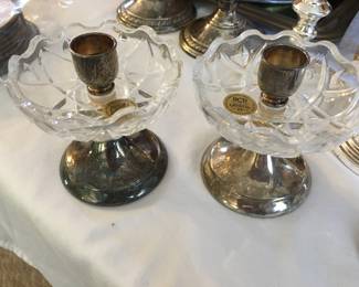 Crystal & plated candle holders 