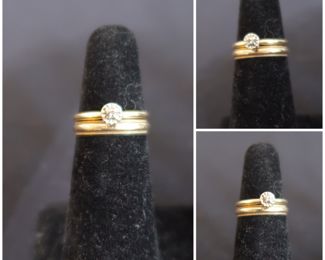 Diamond & 14k Gold - 2 piece Wedding Set