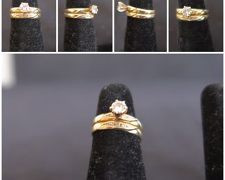 Diamond & 10k Gold - 2 piece Vintage Wedding Set