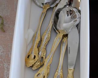 Oneida Golden Michaelangelo serving pieces