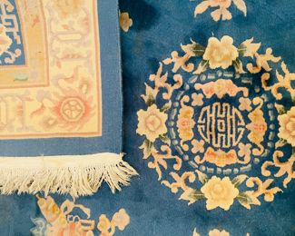 $240 	Blue Chinese rug 9'4""x 5'6"""		