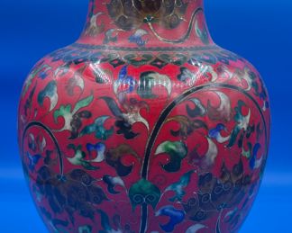 $180 	Red cloisonne vase 14Hx8W		