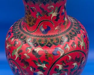 $180 	Red cloisonne vase 14Hx8W		