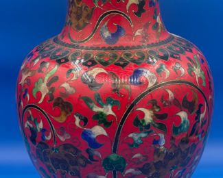 $180 	Red cloisonne vase 14Hx8W		