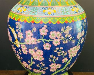 $180 	Blue cloisonne vase 18Hx9W		