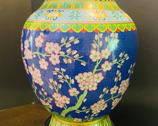 $180 	Blue cloisonne vase 18Hx9W		