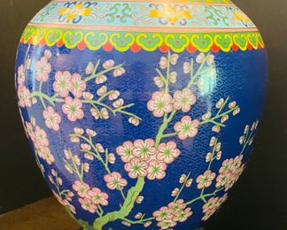 $180 	Blue cloisonne vase 18Hx9W		