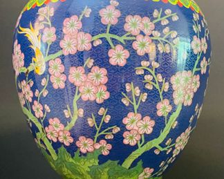 $180 	Blue cloisonne vase 18Hx9W		