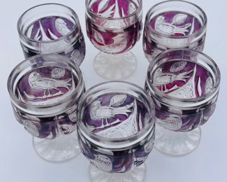 $500 	Nachtmann Amaris Bavarian crystal red bird 									Set of 6 tumblers + 6 whiskey + 6 wines +6 claret captain decanter & Stein & Cake plate		