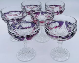 $500 	Nachtmann Amaris Bavarian crystal red bird 									Set of 6 tumblers + 6 whiskey + 6 wines +6 claret captain decanter & Stein & Cake plate		