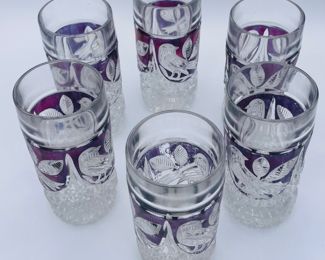 $500 	Nachtmann Amaris Bavarian crystal red bird 									Set of 6 tumblers + 6 whiskey + 6 wines +6 claret captain decanter & Stein & Cake plate		