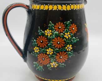 $280 	
Swiss cheese pottery Folk Art dome Hugo Kholer Biel 	14 1/4Wx 9Tcookie jar  11Tx8""W"									