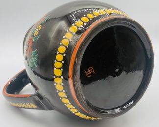 $280 	
Swiss cheese pottery Folk Art dome Hugo Kholer Biel 	14 1/4Wx 9Tcookie jar  11Tx8""W"									