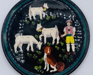 $75 	
Swiss Folk art Hugo Kholer Biel cake plate 12 1/2D	