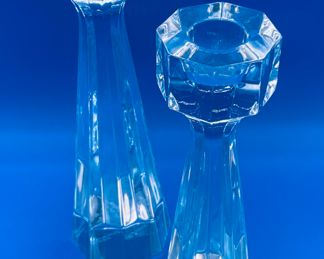 $50 Kosta boda 81/2 & 7 1/2 modern candlesticks signed by Edenfalk