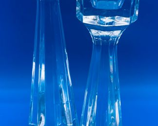 $50 Kosta boda 81/2 & 7 1/2 modern candlesticks signed by Edenfalk