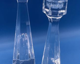 $50 Kosta boda 81/2 & 7 1/2 modern candlesticks signed by Edenfalk