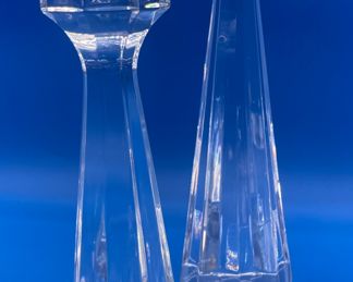 $50 Kosta boda 81/2 & 7 1/2 modern candlesticks signed by Edenfalk