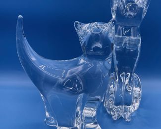 $140 Kosta boda 2 crystal cats 9""Tallest "	