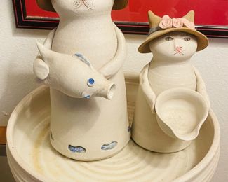 $70 	
Pottery cats fountain 15Tx12		
