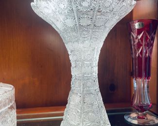 $140 	
Cut crystal vase trumpet 	