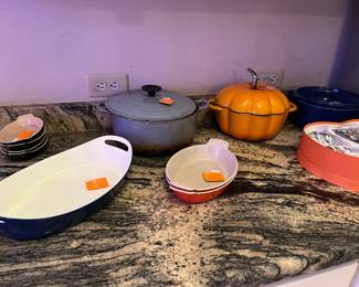 Assortment of Danish & Le Creuset enamel cast iron ware