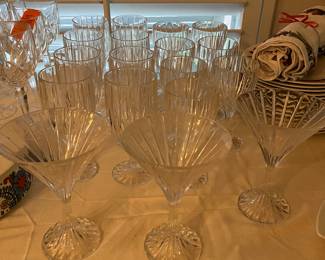 $200 Mikasa Park Lane pattern crystal stemware, 8 goblets, 7 wine (an 8th can be purchased at Replacements.com), 3 Martini glasses 