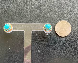 $195 Turquoise and 14kt gold earrings from Iran, tested. 