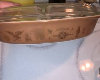Pyrex split center serving bowl vintage