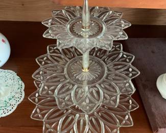 Tri level serving plate vintage 