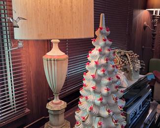 Vintage lamp and light up ceramic tree