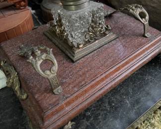 Antique brass inkwell