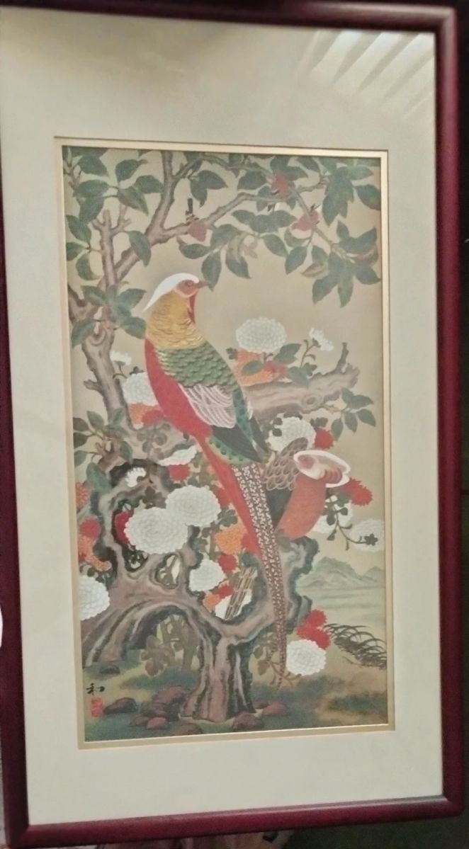 Silk painting- Garde of the Golden Pheasants