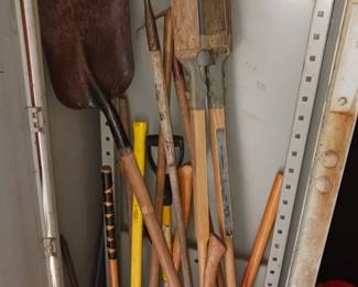 Garden tools shovels axes sledgehammers