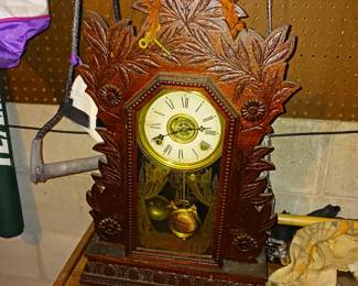 Antique press back clock