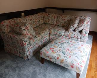 Colorful Floral sectional sofa with ottoman  $75