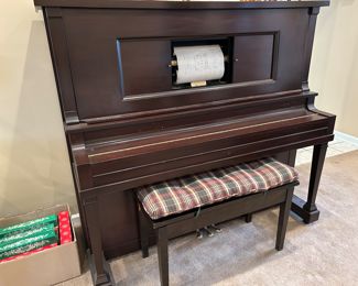 	#12	Antique Baldwin player piano with scrolls 59x28x56	 $100.00 				