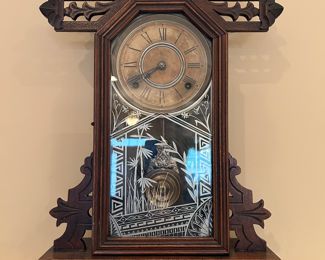 	#13	Antique 8 Day Maine Ansonia Clock Co clock with key	 $60.00 				