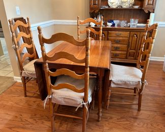 	#16	Antique drop side table with 2 leaves and 4 chairs 66-84x39	 $150.00 				