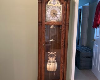 	#19	Howard Miller Tempus Fugit grandfather clock 12x77x18	 $300.00 				