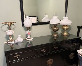 	#30	Willett Asian inspired vintage dresser with mirror 62x19x31	 $350.00 				