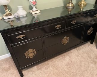	#30	Willett Asian inspired vintage dresser with mirror 62x19x31	 $350.00 				