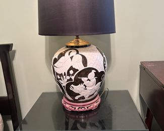 	#35	Asian inspired ceramic lamp 25"H	 $40.00 				
