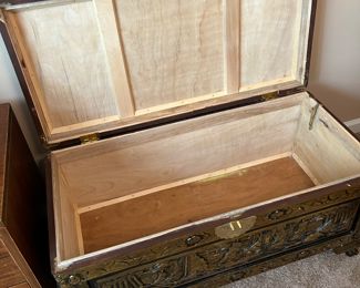 	#43	Asian inspired carved trunk 35x16x18	 $75.00 				