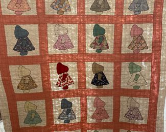	#57	Vintage Sun Bonnet Sue quilt pink & white	 $40.00 				