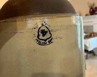 	#38	Antique 4 gallon Western Pottery Whiskey jug two toned 	 $60.00 				