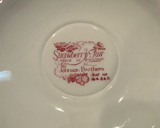 	#83	Johnson Brothers "Strawberry Fair" 14 pieces	 $60.00 				