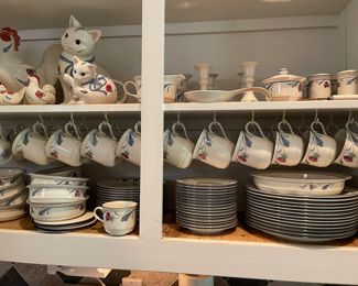 LENOX - Poppies on Blue Dinner Plates, Saucer Plates, Salad Plates, Bowls, Coffee Cups, Cookie Jars,Salt & Pepper Sets, Butter Knives, Sugar Bowls, CandleStick Holder, Creamer, Sauce Boat,Cookie Presses, Spoon Rest