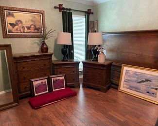 King Size Sleigh Bed with Matching Dresser and End Tables 